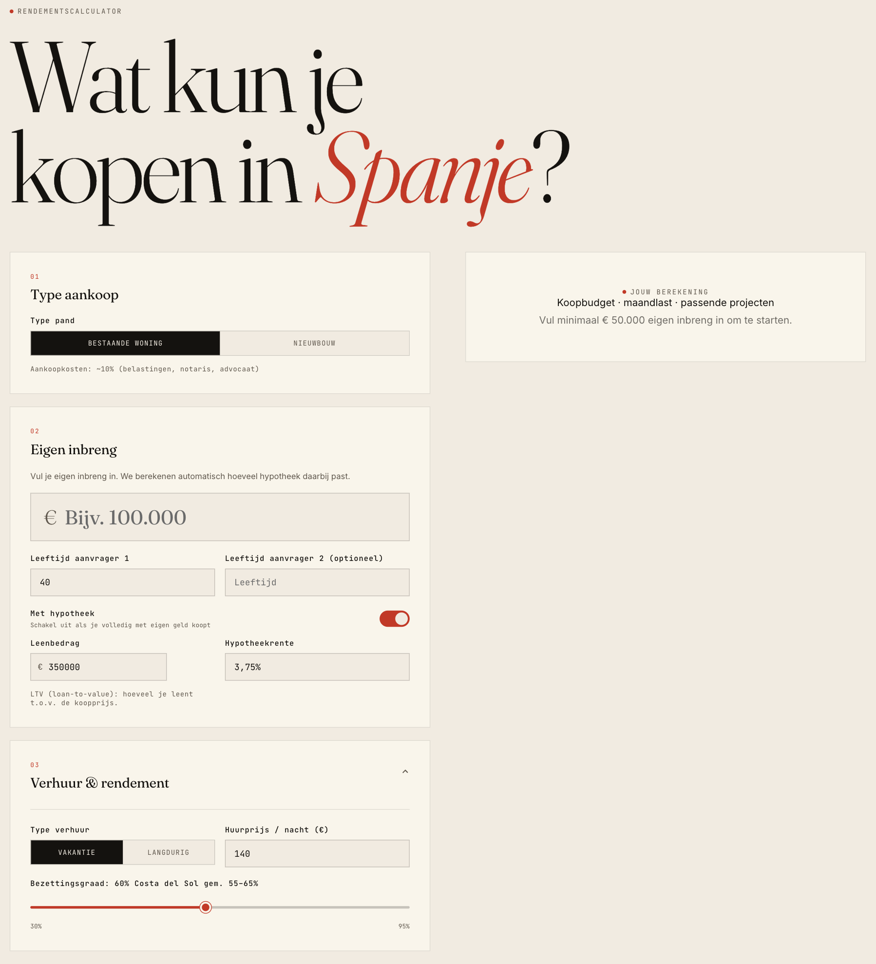 Calculator stap 1: invoer