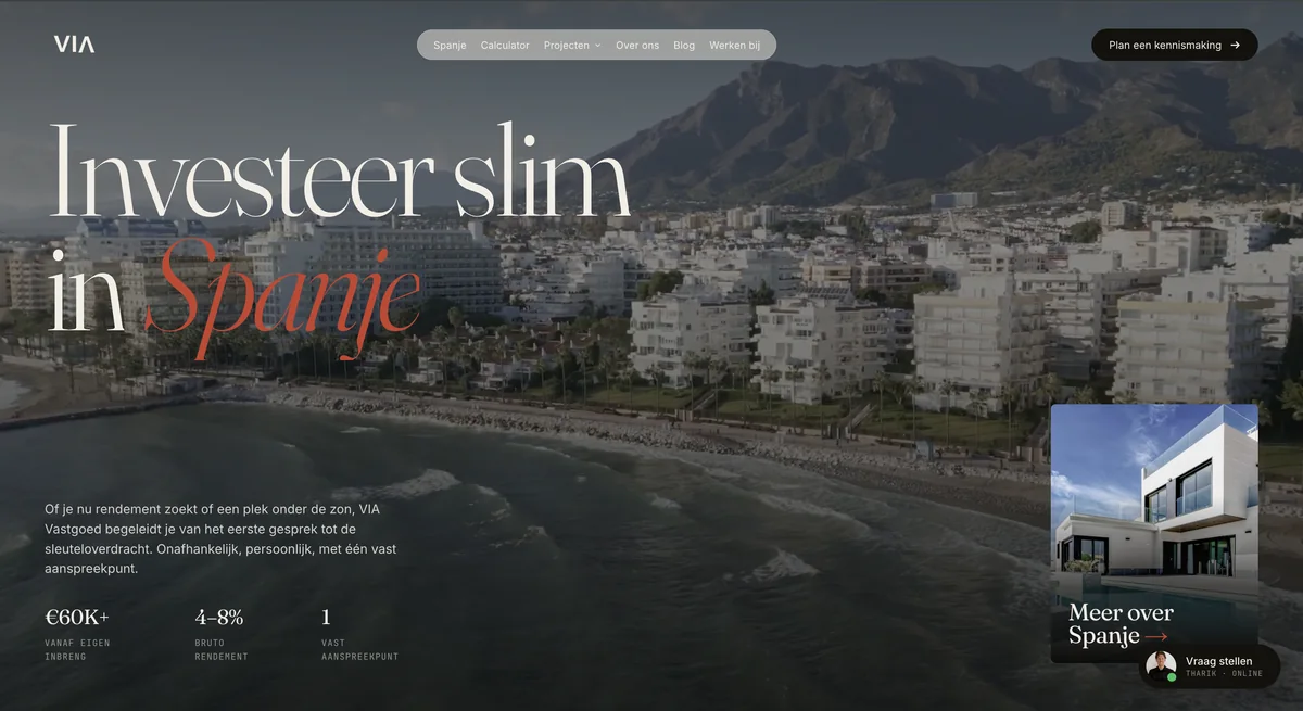 VIA Vastgoed website — Investeer slim in Spanje